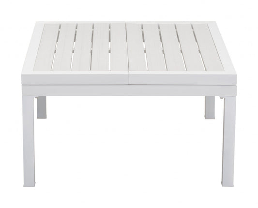 HomeRoots Outdoors Outdoor Furniture > Outdoor Tables White / Polyresin, Powder Coated Aluminum 33.5" x 30.7" x 17.1" White, Polyresin, Powder Coated Aluminum, Lift-Top Coffee Table