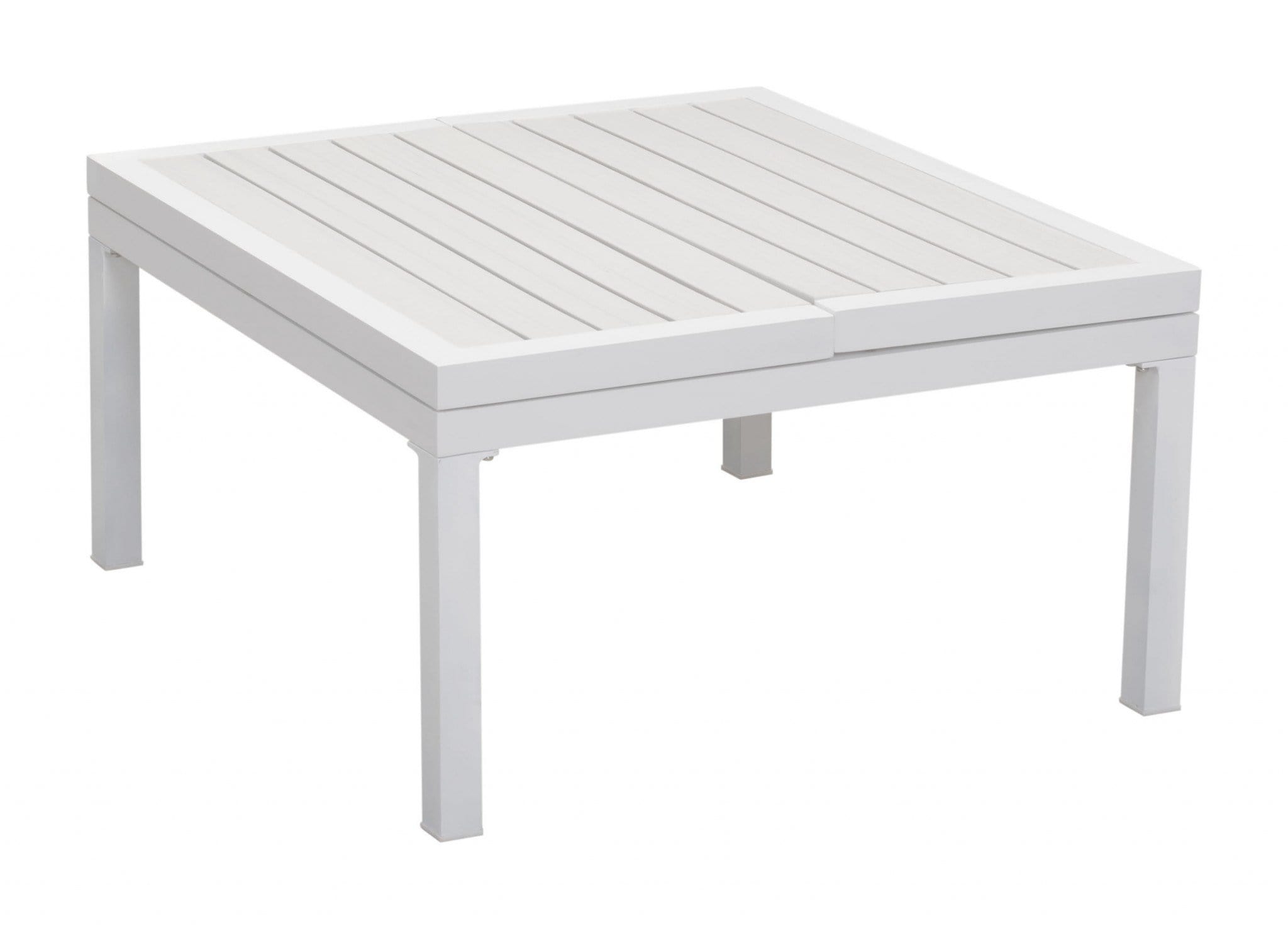 HomeRoots Outdoors Outdoor Furniture > Outdoor Tables White / Polyresin, Powder Coated Aluminum 33.5" x 30.7" x 17.1" White, Polyresin, Powder Coated Aluminum, Lift-Top Coffee Table