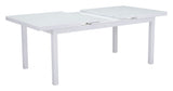 HomeRoots Outdoors Outdoor Furniture > Outdoor Tables White / Tempered Glass, Powder Coated Aluminum 70.5" x 39.5" x 29.5" White, Tempered Glass, Aluminum, Dining Table