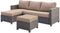 HomeRoots Outdoors Outdoor Sectional Tan, Dark Gray / Aluminum, Fabric Contemporary Patio Sectional With Ottoman, Tan & Dark Gray