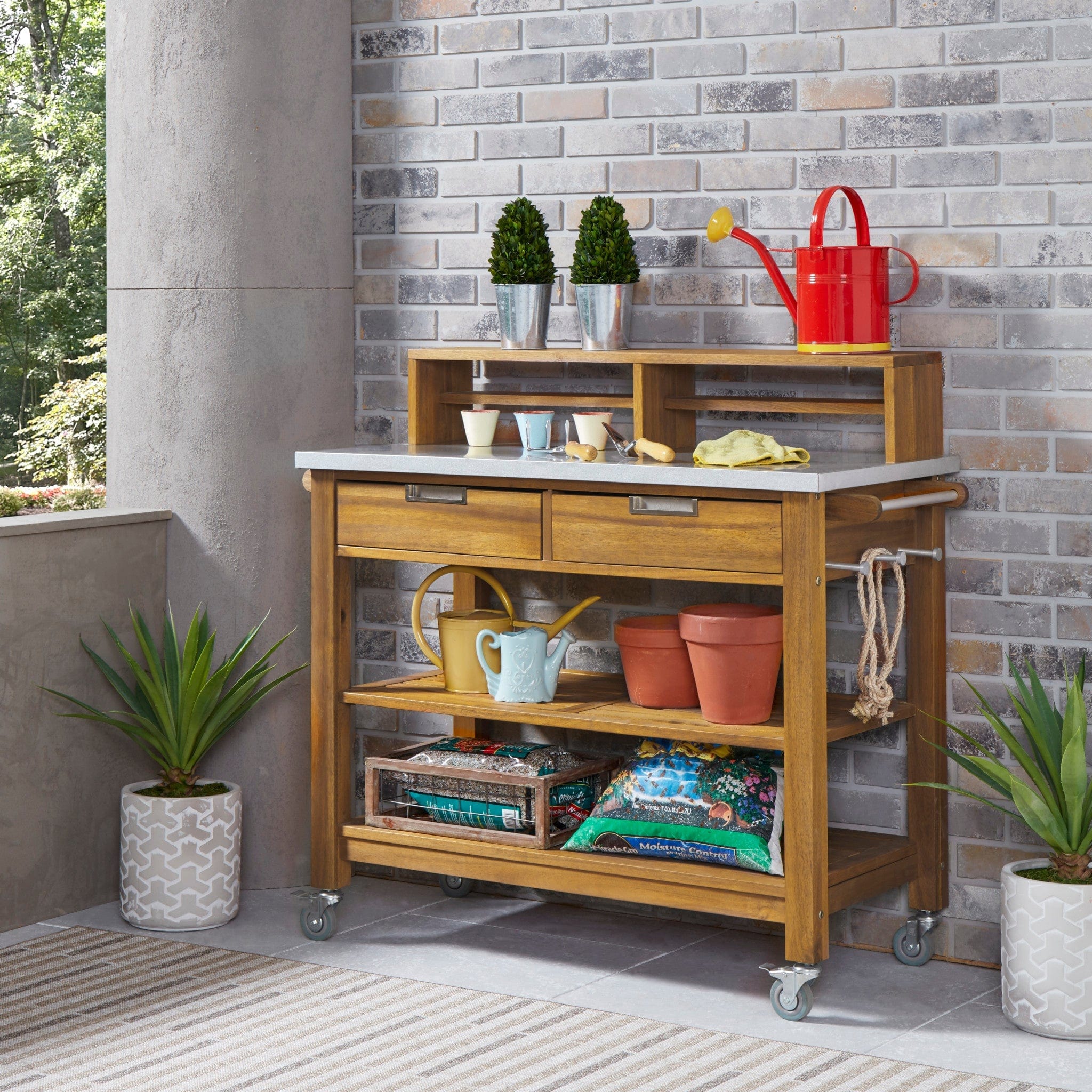Homestyles Outdoor Accessories Homestyles - Maho Brown Potting Bench | 5663-91