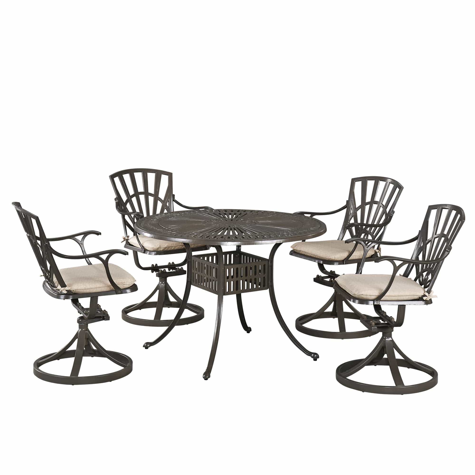 Homestyles Outdoor Dining Set Homestyles - Largo Taupe 5 Piece Dining Set with Swivel Chairs | 5561-305