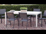 Hanover Del Mar 7-Piece Outdoor Dining Set with 6 Padded Sling Chairs in Gray and a 40" x 118" Expandable Dining Table | DELDN7PCHB-WG