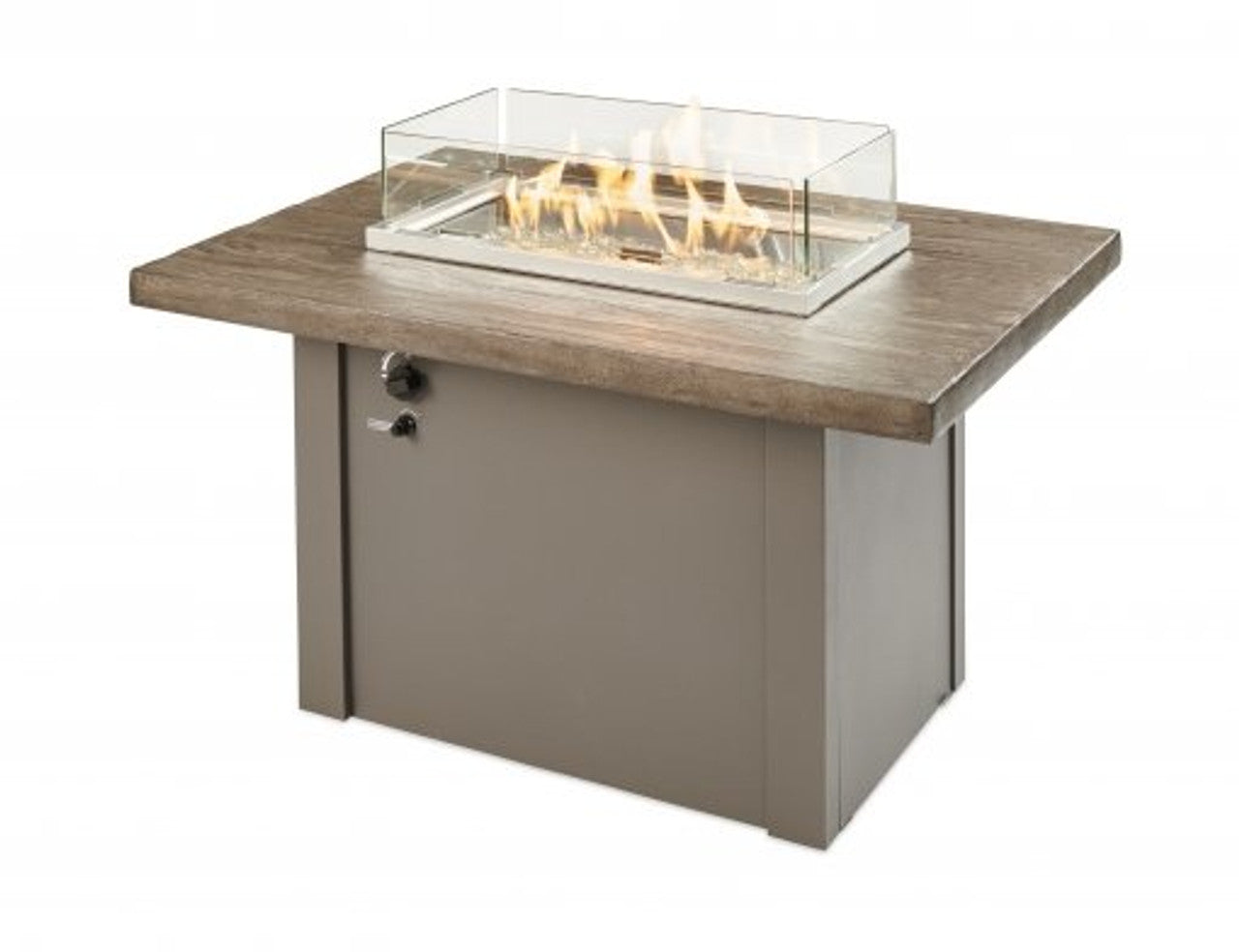 Outdoor Greatroom - Driftwood Havenwood Rectangular Gas Fire Pit Table with Grey Base - HVDG-1224-K