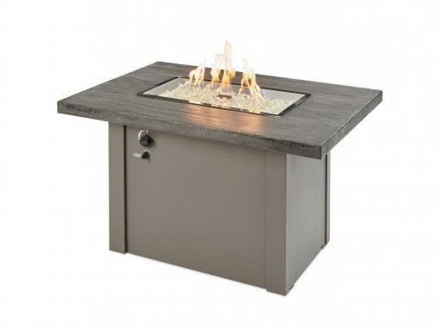 Outdoor Greatroom - Stone Grey Havenwood Rectangular Gas Fire Pit Table with White Base - HVGW-1224-K