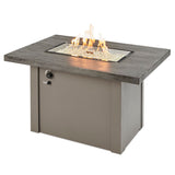 Outdoor Greatroom - Driftwood Havenwood Rectangular Gas Fire Pit Table with White Base - HVDW-1224-K