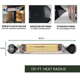 Hanover - 35.4 in. 1500-Watt Infrared Electric Patio Heater with Remote Control - Silver - HAN1051IC-SLV