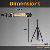 Hanover - 35.4 in. 1500-Watt Infrared Electric Patio Heater with Remote Control and Tripod Stand - Black | HAN1052ICBLK-TP