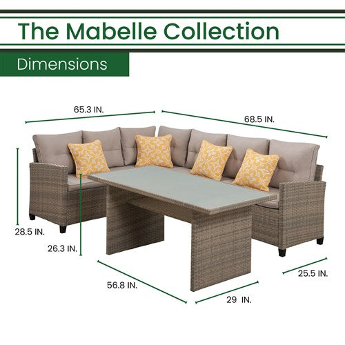 Hanover - Mabelle 5-Piece Sectional Seating Set with Chow Coffee Table - Conversation Set - MABELLE3PC-GRY