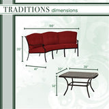 Hanover Traditions 2-Piece Conversation Set With Cresent Sofa and Cast Top Coffee Table - Red/Bronze - TRAD2PCCT-RED