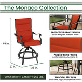 Hanover - Monaco 3-piece Outdoor Dining Set with 2 Padded Swivel Counter Height Chairs and a 30-In. Round Tile Table - Red/Bronze - MONDN3PCPDBR-C-RED