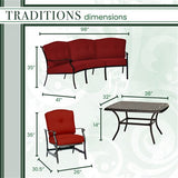 Hanover Traditions 4-Piece Conversation Set With Sofa, 2 Cush Rockers, Cast Top Coffee Table - Hanover - TRAD4PCCT-RED
