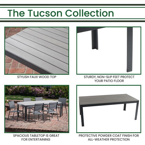Hanover - Tucson Aluminum Faux Wood Top Table - Outdoor Dining Table - TUCSDNTBL