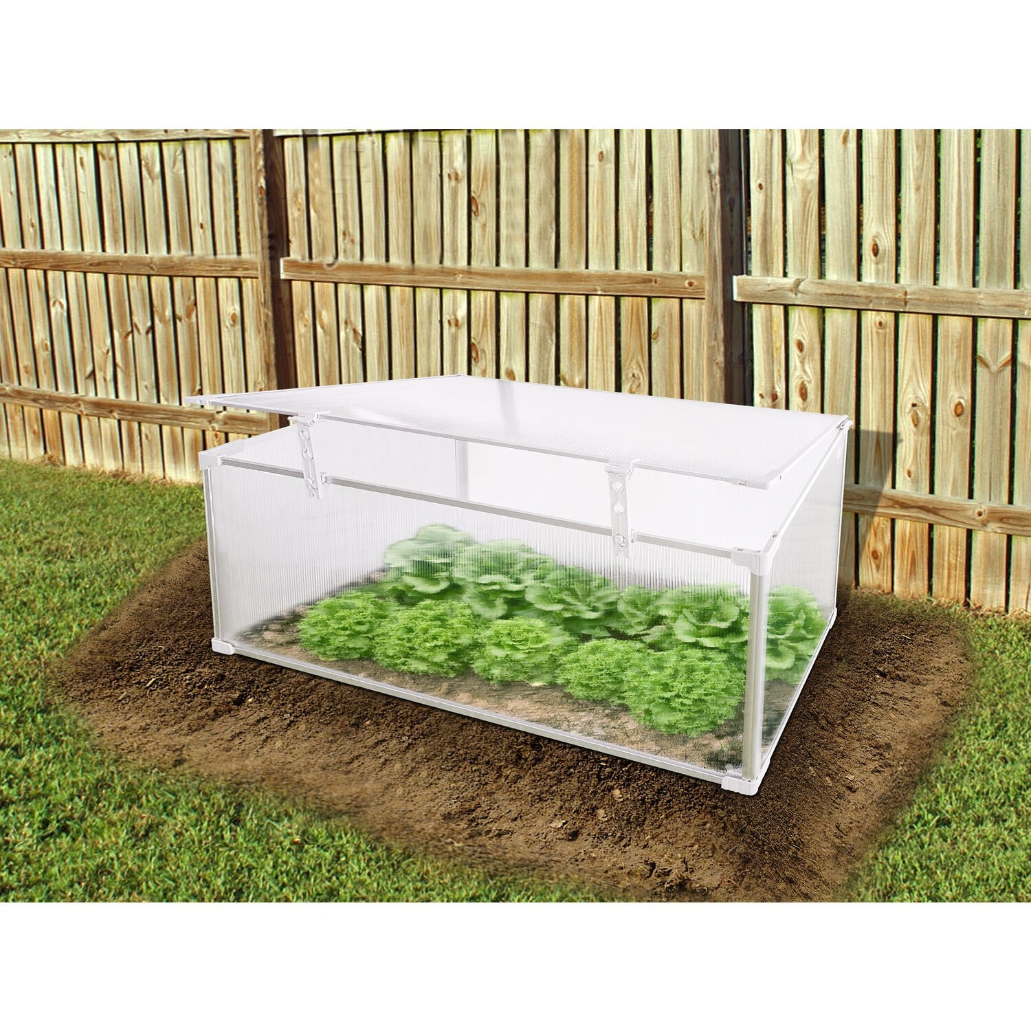 Hanover 47-In. Single Garden Bed Cold Frame Mini-Greenhouse Plant Protector - Lightweight and Portable