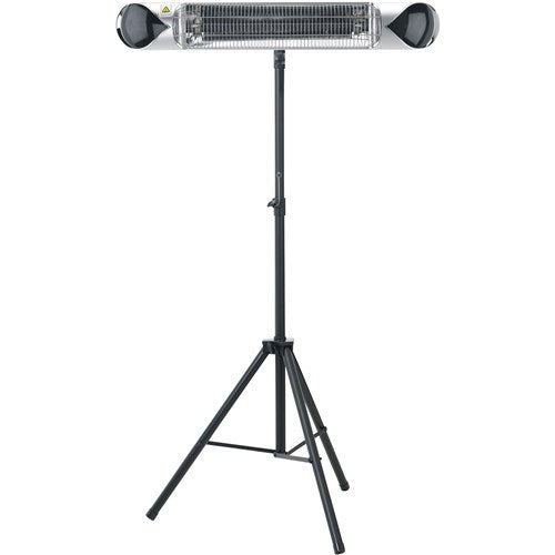 Hanover - 35.4 in. 1500-Watt Infrared Electric Patio Heater with Remote Control and Tripod Stand in Silver/Black
