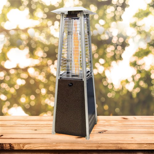 Hanover - Patio Heaters with Mini Pyramid Portable Table Top Patio Heater w/Square Base ,Quartz tube - Hammered Bronze - HAN0202HB