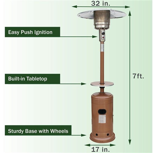 Hanover - Steel Umbrella Patio Heater, 7" tall, propane, 48,000 BTU - Patio Heaters - HAN005AB