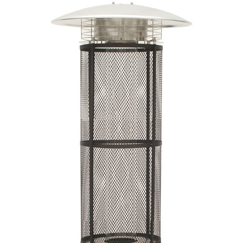 Hanover - Patio Heaters With Cylinder flame glass patio heater, 6' tall, propane, 34,000 BTU - Stainless steel - HAN030SSCLL