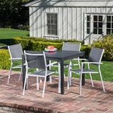 Hanover - Outdoor Dining Set With Naples 38" Aluminum Slat Square Table - Grey - NAPDNSQTBL-GRY