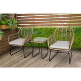 Hanover - Piper 3-Piece Conversation Set With 2 Rattan Wicker Chairs and Side Table - Tan/Grey - PIPER3PC-GRY