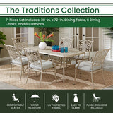 Hanover - Traditions 7-Piece Outdoor High-Dining Set With 6 Dining Chairs, 38"x72" Cast Table - Sand/Beige - TRADDNS7PC-BE