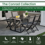 Hanover - Conrad 5-Piece Dining Set: 4 Sling Folding Chairs and Folding Table | CONDN5PCFD-GRY
