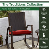 Hanover - Traditions Wicker Back Porch Rocker with Cushion - Conversation Set - TRADWBRKR-RED