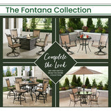 Hanover - Fontana 9-Piece Outdoor Dining Set with 8 Sling Chairs and a 42-In. x 84-In. Cast-Top Table