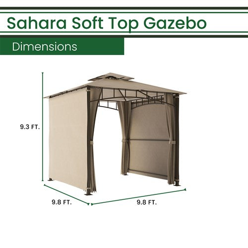 Hanover - Sahara 9.8'x9.8' Steel Soft Top Gazebo with Pop Out | SAHARAGAZ-TAN