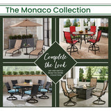 Hanover Monaco 3-piece 2 Cush Swivel Counter Height Chairs, 30" Tile Top Table (36"H) - Outdoor Dining Set - MONDN3PCSW-BR