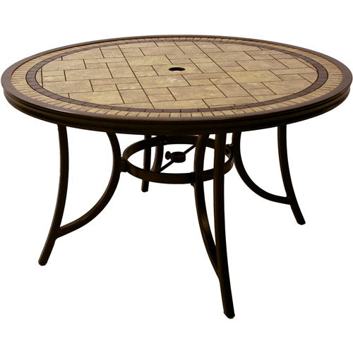 Hanover - Monaco5pc: 4 Sling Spring Chairs, 51" Round Tile Top Table - Outdoor Dining Set - MONDN5PCSP