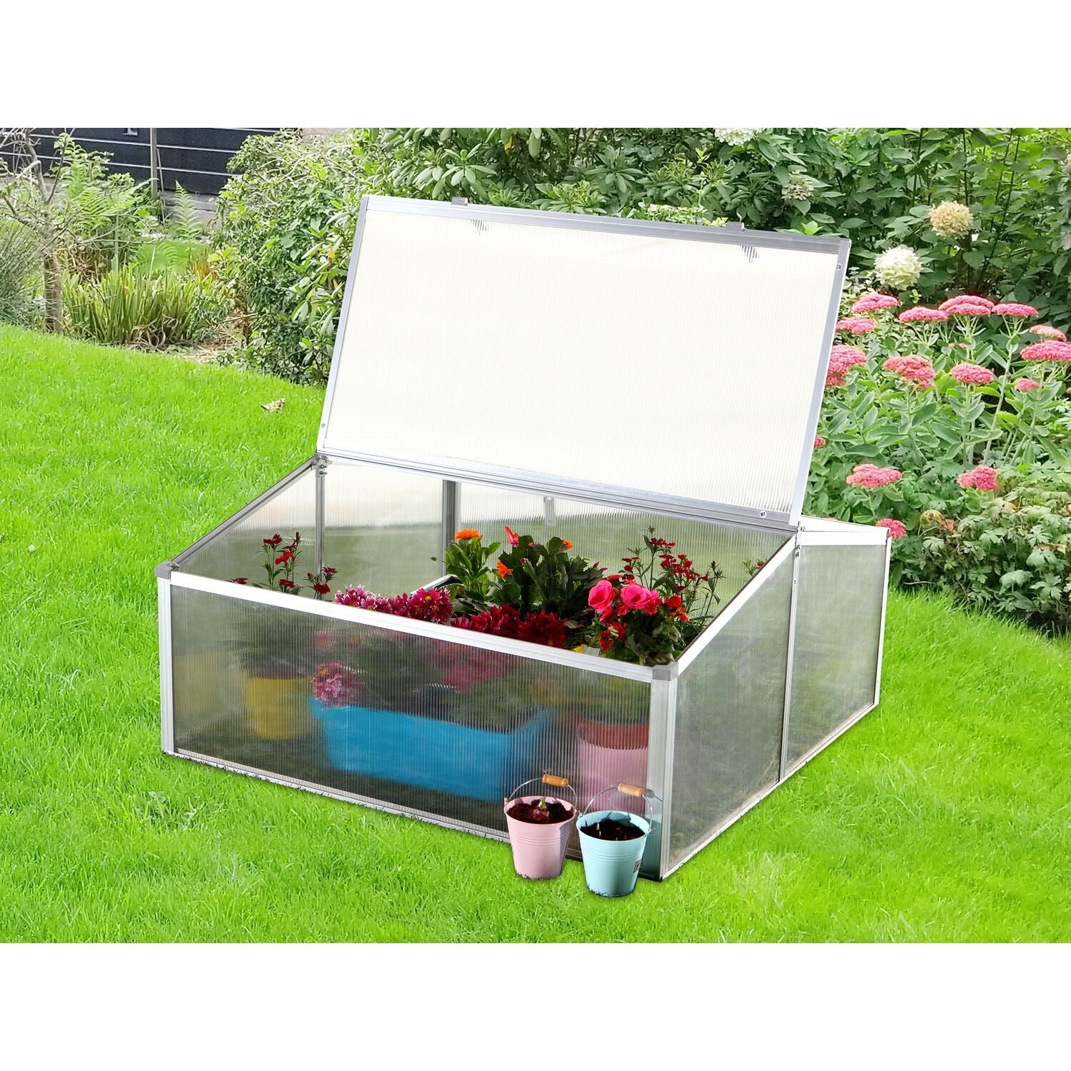 Hanover 39-In. Double Garden Bed Cold Frame Mini-Greenhouse Plant Protector - Lightweight and Portable