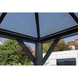 Hanover 13-Ft. x 10-Ft. Aluminum Hardtop Gazebo with Polycarbonate Roof Panels, Sunshade Curtains, and Mosquito Netting