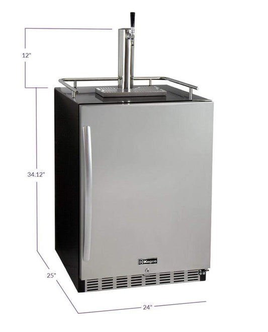 Kegco Beer Refrigeration 24" Wide Tap Stainless Steel Built-In Right Hinge Kegerator with Kit