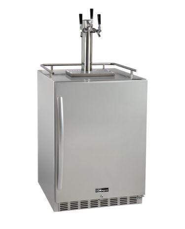 Kegco Beer Refrigeration Triple Tap 24" Wide All Stainless Steel Outdoor Built-In Left Hinge Kegerator with Kit