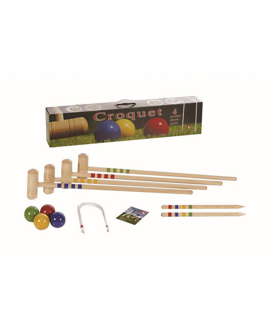 Kettler Snow Sled Londero 4 Player Children's Croquet Solid Beechwood Outdoor Game Set Made in Italy