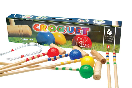 Kettler Yard Games Londero 4 Player Children's Croquet Solid Beechwood Outdoor Game Set Made in Italy