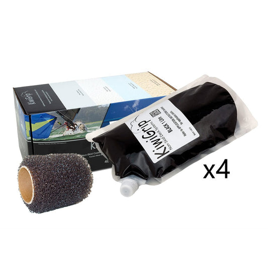 KiwiGrip Non-Skid Paint KiwiGrip 4 - 1 Liter Pouches - Black with 4" Roller [KG-4BK-PR]