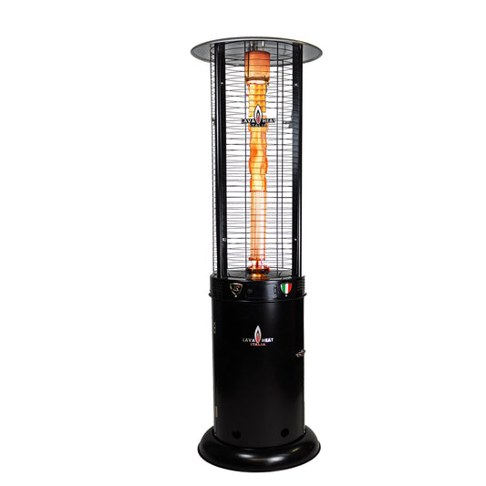 Lava Heat Italia Patio Heater Propane / Hammered Black / Assembled The OPUS Round Flame Tower Heater, 80.5", 56,000 BTU, Remote Control, Push Button Ignition, Hammered Black, Heritage Bronze - Liquid Propane OR Natural Gas
