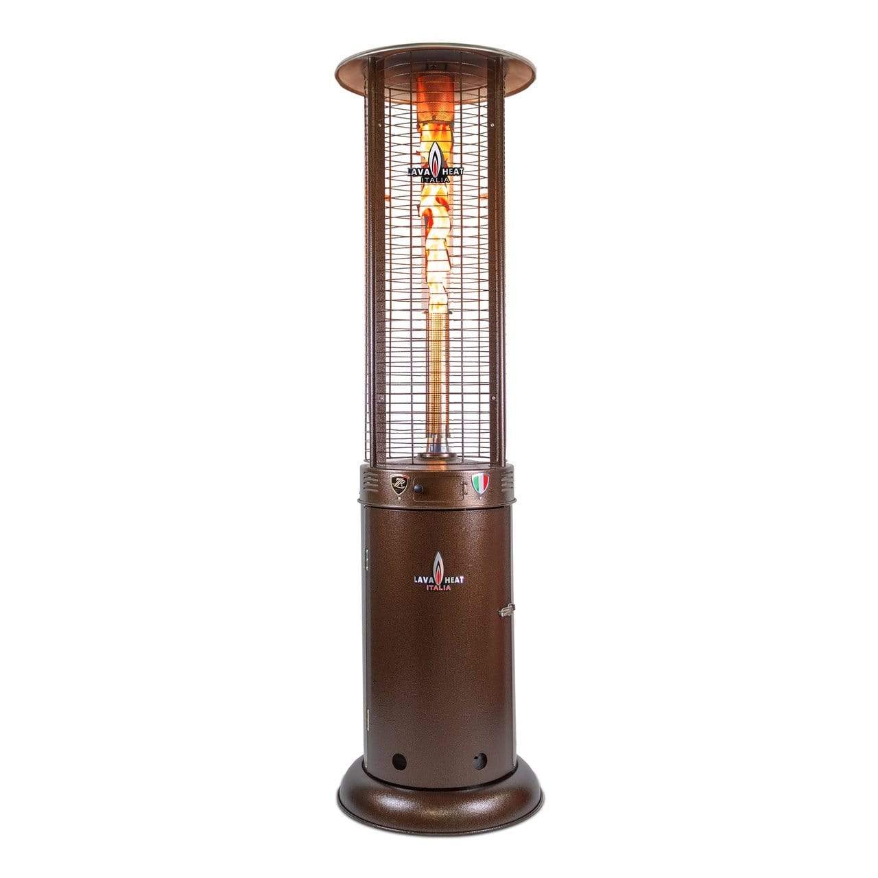 Lava Heat Italia Patio Heater Propane / Heritage Bronze / Assembled The OPUS Round Flame Tower Heater, 80.5", 56,000 BTU, Remote Control, Push Button Ignition, Hammered Black, Heritage Bronze - Liquid Propane OR Natural Gas