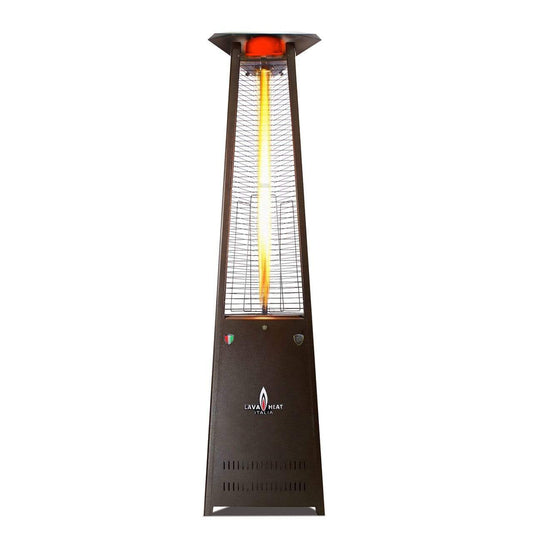 Lava Heat Italia Tower Patio Heater Natural Gas / Heritage Bronze / Knock Down Assembly The LAVAlite Triangle Flame Tower Heater,  92.5", 56,000 BTU, Electronic Ignition, Hammered Black, Bronze, Stainless Steel - Liquid Propane OR Natural Gas
