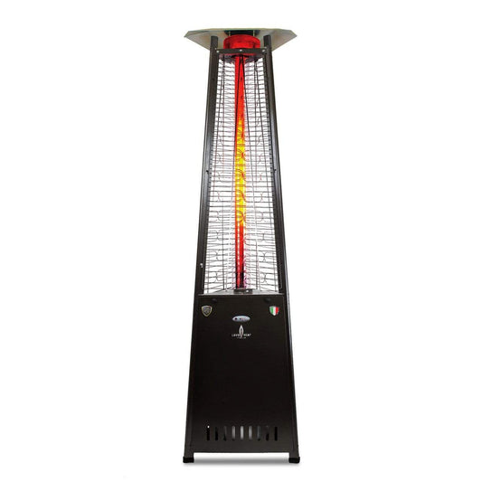 Lava Heat Italia Tower Patio Heater Propane / Hammered Black The 2G Triangle Flame Tower Heater, 92.5", 66,000 BTU, Remote Control, Push Button Ignition, Stainless Steel, Bronze, Black, Liquid Propane or Natural Gas - ASSEMBLED