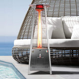 Lava Heat Italia Tower Patio Heater Propane / Stainless Steel The Capri Triangle Flame Tower Heater,  72.5", 42,000 BTU, Electronic Ignition, Liquid Propane OR Natural Gas - ASSEMBLED