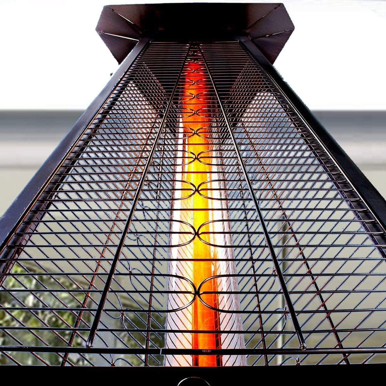 Lava Heat Italia Tower Patio Heater The 2G Triangle Flame Tower Heater, 92.5", 66,000 BTU, Remote Control, Push Button Ignition, Stainless Steel, Bronze, Black, Liquid Propane or Natural Gas - ASSEMBLED