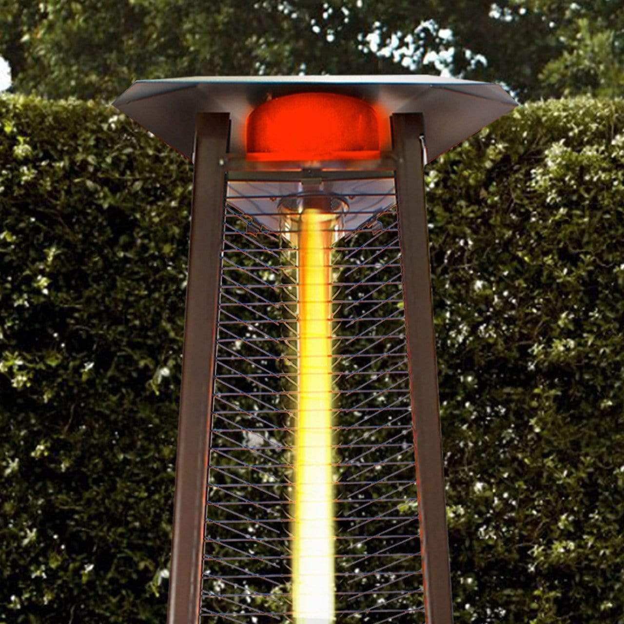 Lava Heat Italia Tower Patio Heater The LAVAlite Triangle Flame Tower Heater,  92.5", 56,000 BTU, Electronic Ignition, Hammered Black, Bronze, Stainless Steel - Liquid Propane OR Natural Gas