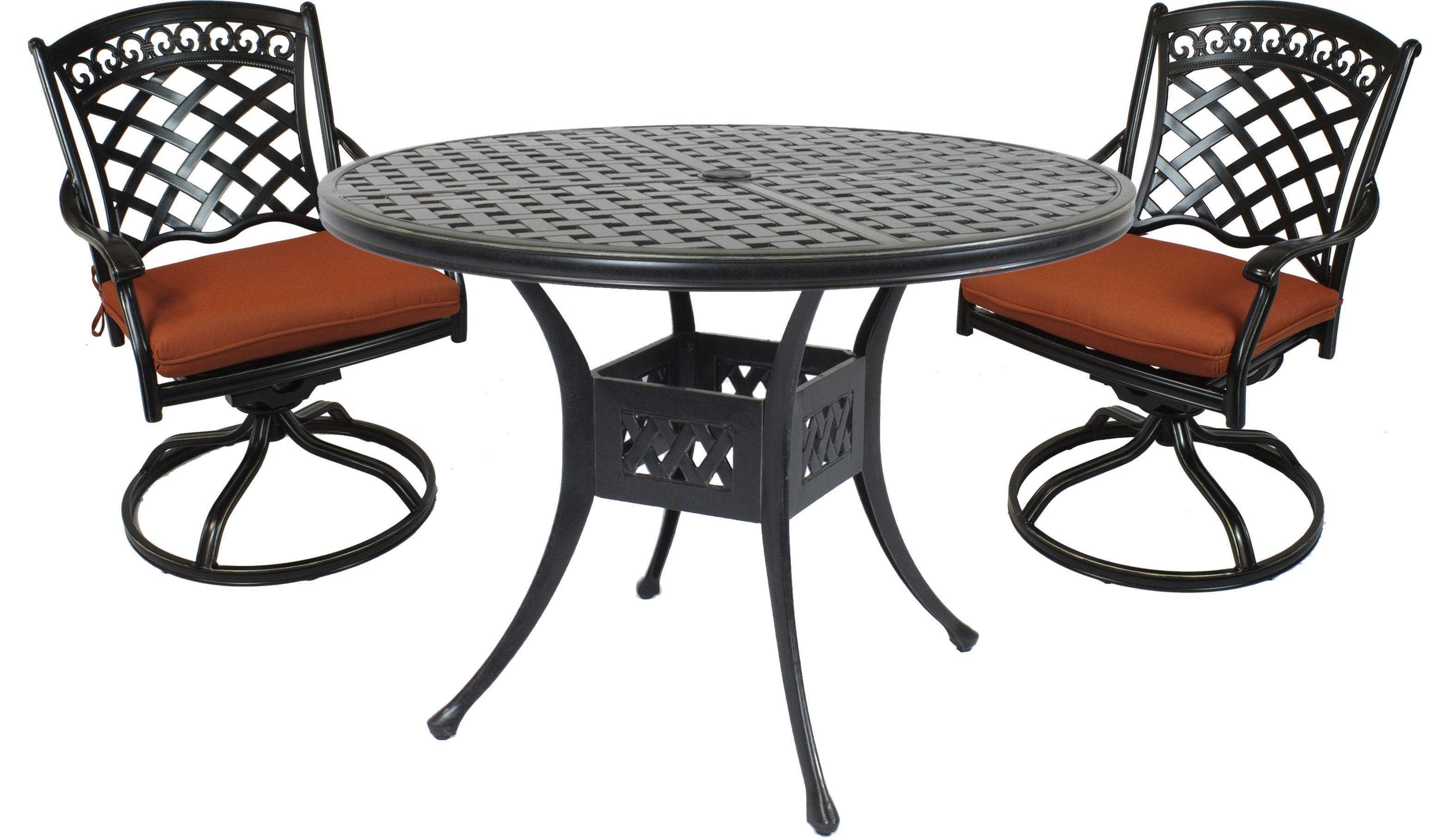 Lawton Casual Comfort Outdoor Dining Set Lawton Casual Comfort - Cast Aluminum 3 PC Dining Set with 42" Round Table and 2 Swivel Rocker Chairs