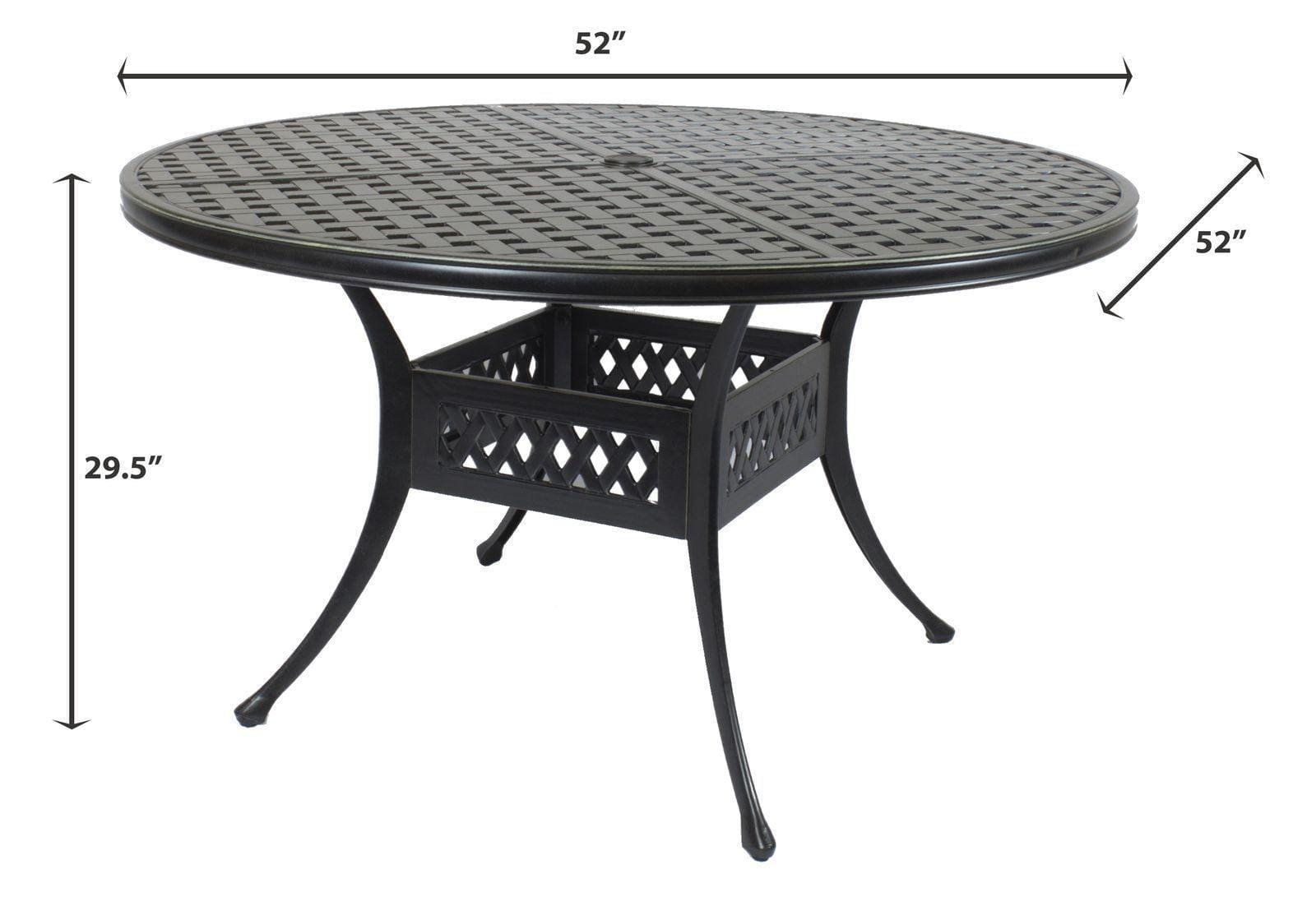 Lawton Casual Comfort Outdoor Dining Set Lawton Casual Comfort - Cast Aluminum 5 PC Dining Set with 52" Round Table abnd 4 Swivel Rocker Chairs