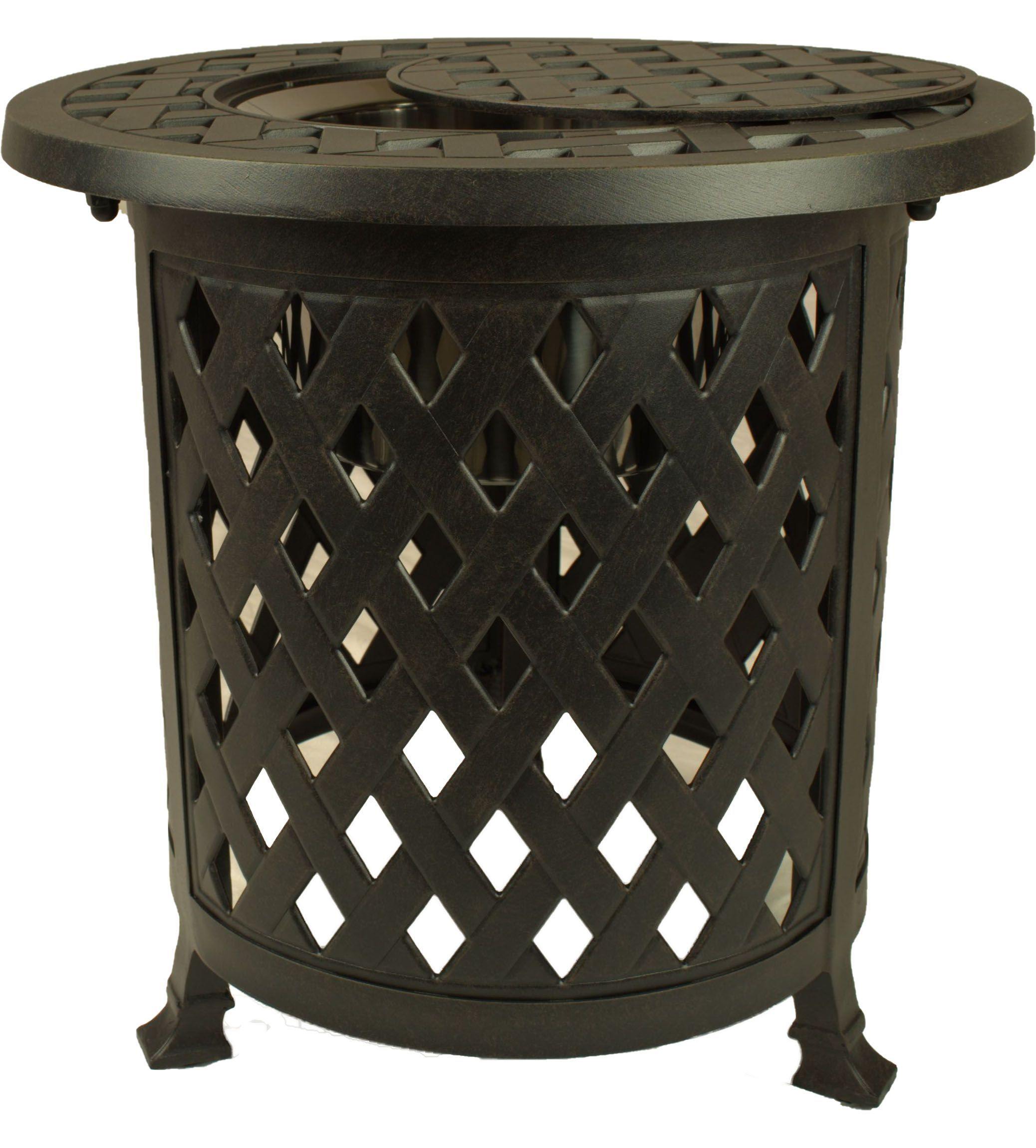 Lawton Casual Comfort Outdoor Dining Table Lawton Casual Comfort - 21" Round Multi-Purpose Accent Table Weave  (W/ Ice Bucket Included)