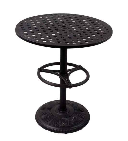Lawton Casual Comfort Outdoor Dining Table Lawton Casual Comfort - 36" Round Pedstal Bar Table Weave With Footrest