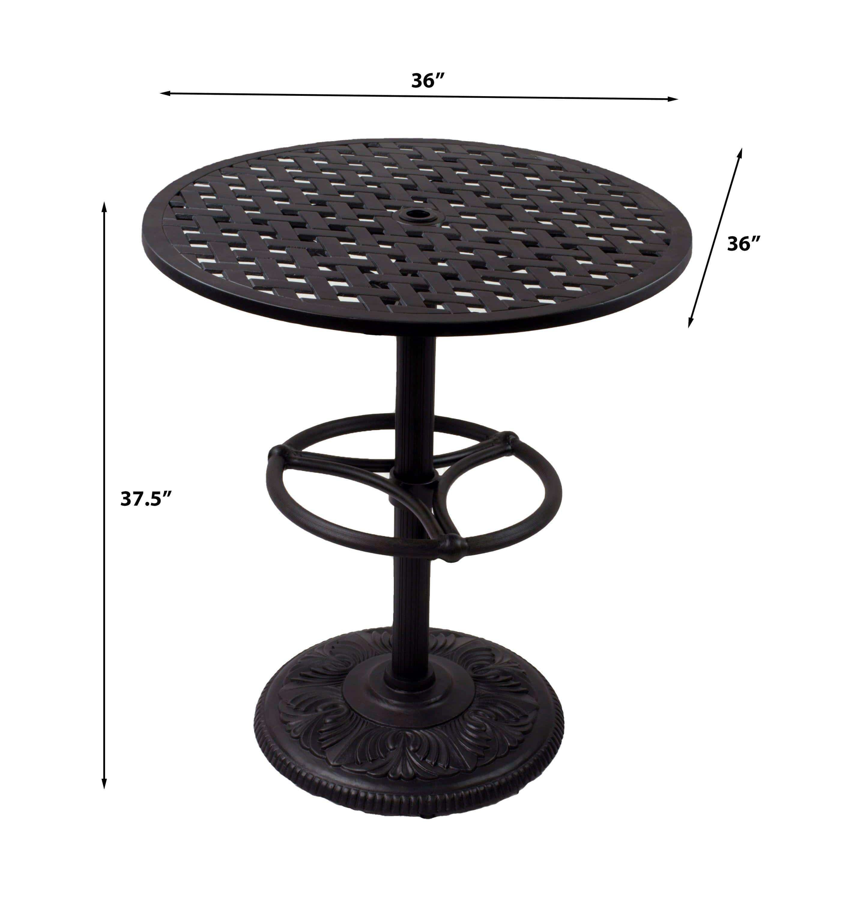 Lawton Casual Comfort Outdoor Dining Table Lawton Casual Comfort - 36" Round Pedstal Bar Table Weave With Footrest